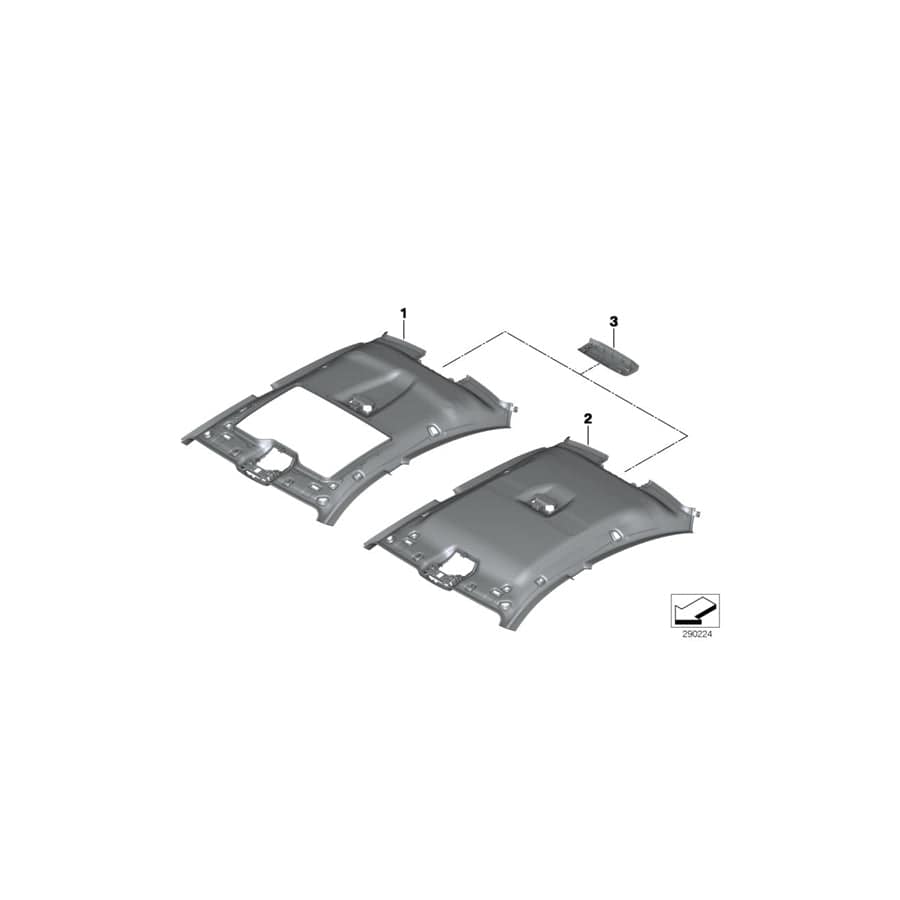 Genuine BMW 51448032799 F06 Molded Headliner, Alcantara PLATIN (Inc. 650iX 4.4, 650i & 640dX) | ML Performance UK Car Parts