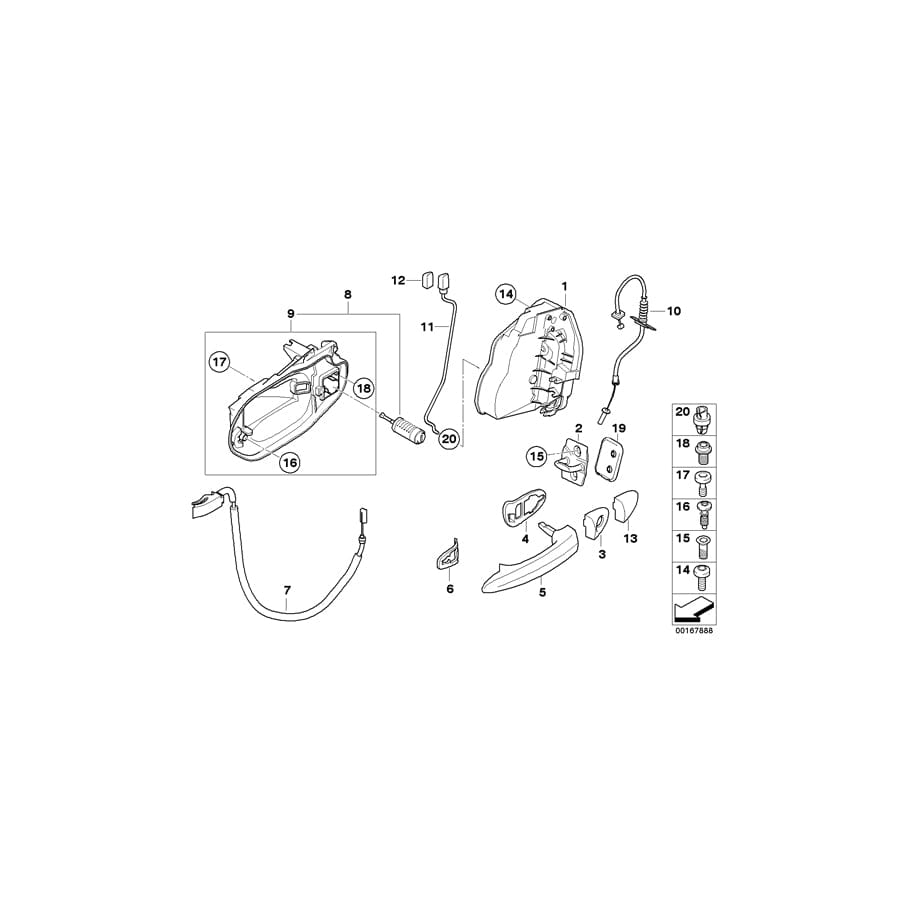 Genuine BMW 51213403758 E83 Lock Cylinder Base Right (Inc. X3) | ML Performance UK Car Parts