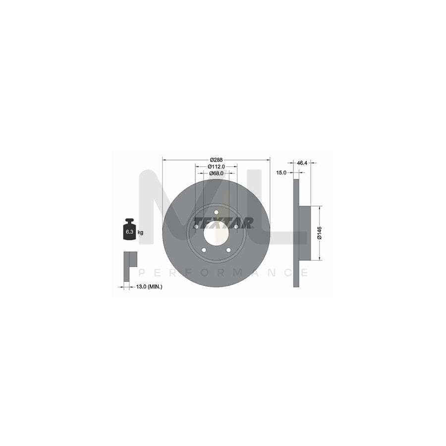 TEXTAR 92057400 Brake Disc Solid, without wheel hub, without wheel studs | ML Performance Car Parts