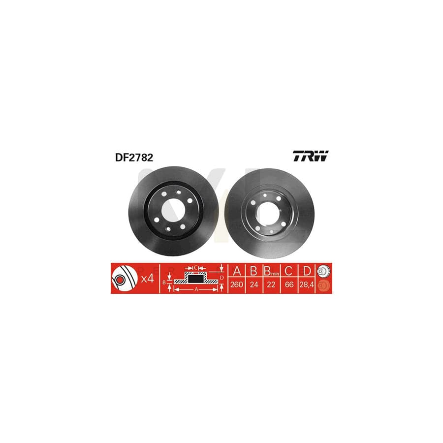 TRW DF2782 Brake Disc for PEUGEOT 406 Vented, Painted | ML Performance Car Parts