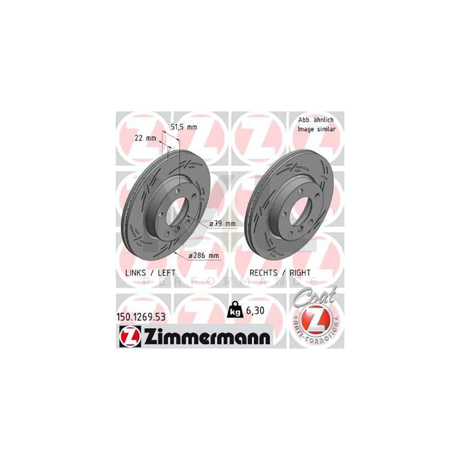 ZIMMERMANN 150.1269.53 Brake Disc Internally Vented, Slotted, Coated, High-carbon | ML Performance Car Parts