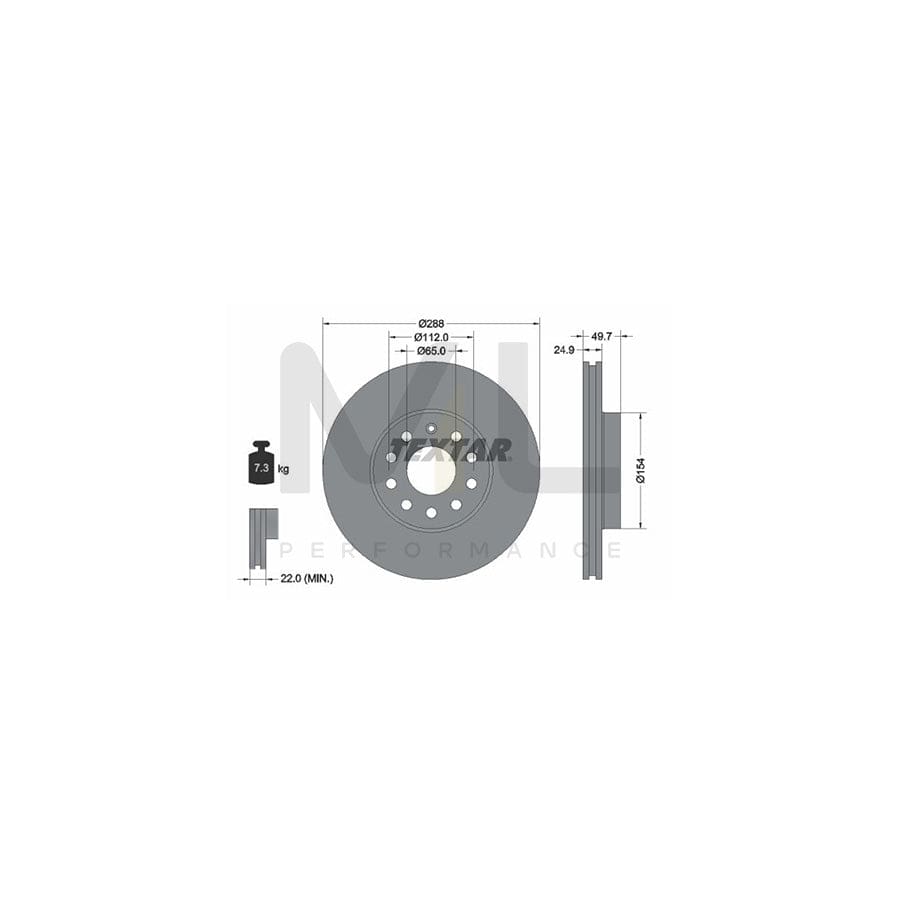 TEXTAR PRO 92120803 Brake Disc Internally Vented, Coated, without wheel hub, without wheel studs | ML Performance Car Parts