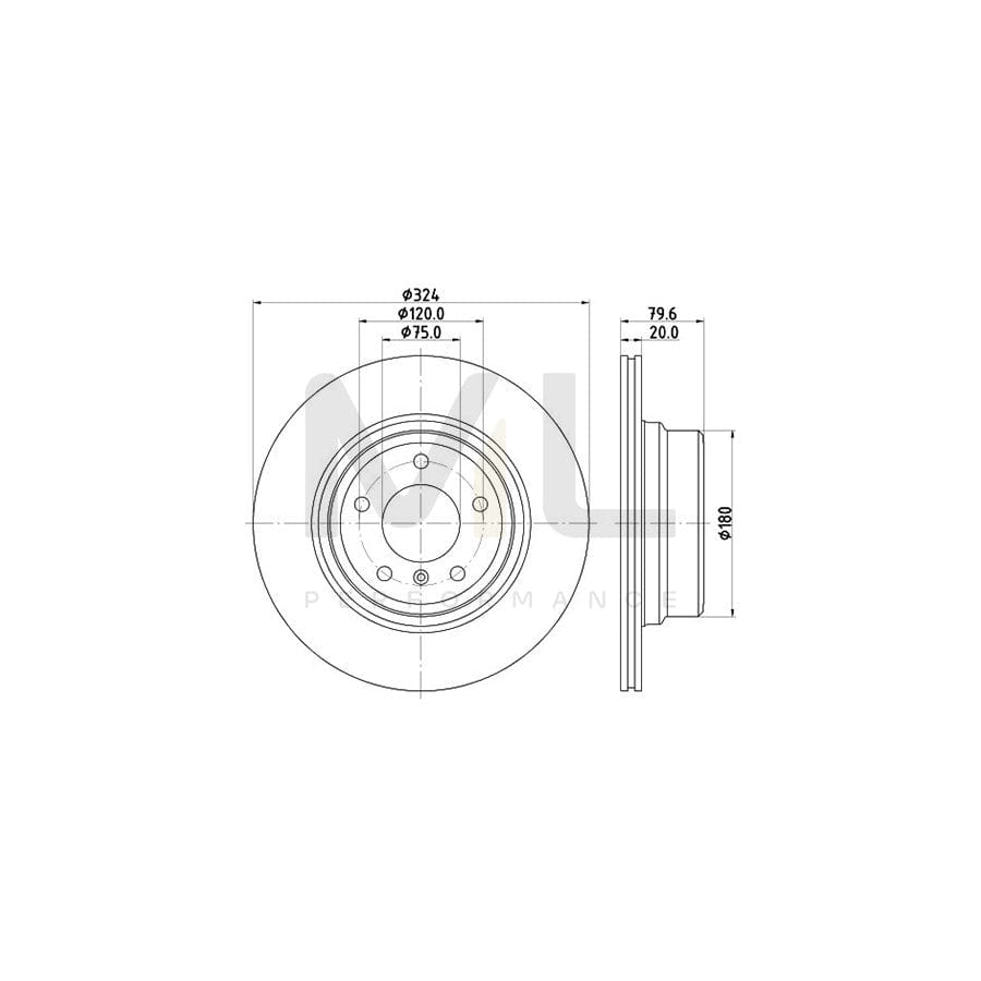 HELLA PRO High Carbon 8DD 355 128-531 Brake Disc for BMW X5 (E53) Externally Vented, Coated, High-carbon, without wheel hub, without wheel studs | ML Performance Car Parts