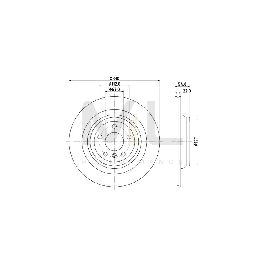 HELLA PRO High Carbon 8DD 355 122-561 Brake Disc Internally Vented, Coated, High-carbon, without wheel hub, without wheel studs | ML Performance Car Parts