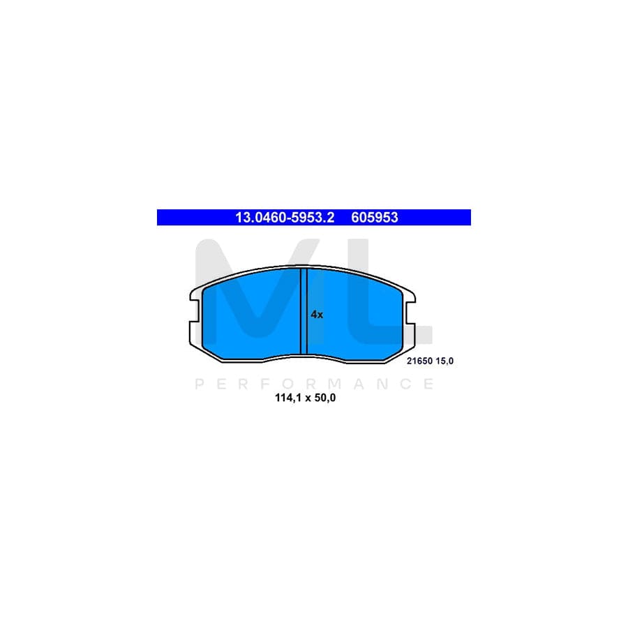 ATE 13.0460-5953.2 Brake pad set excl. wear warning contact, not prepared for wear indicator | ML Performance Car Parts