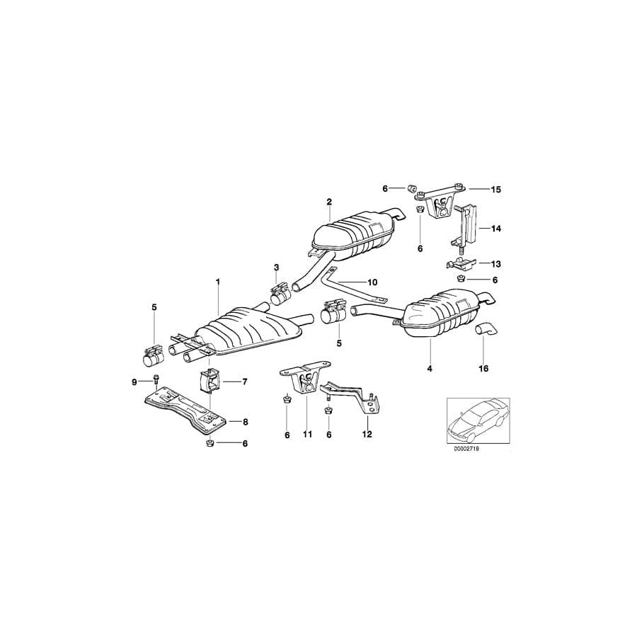 Genuine BMW 18121745167 E38 Center Muffler (Inc. 740iLP, 735iL & 730iL) | ML Performance UK Car Parts