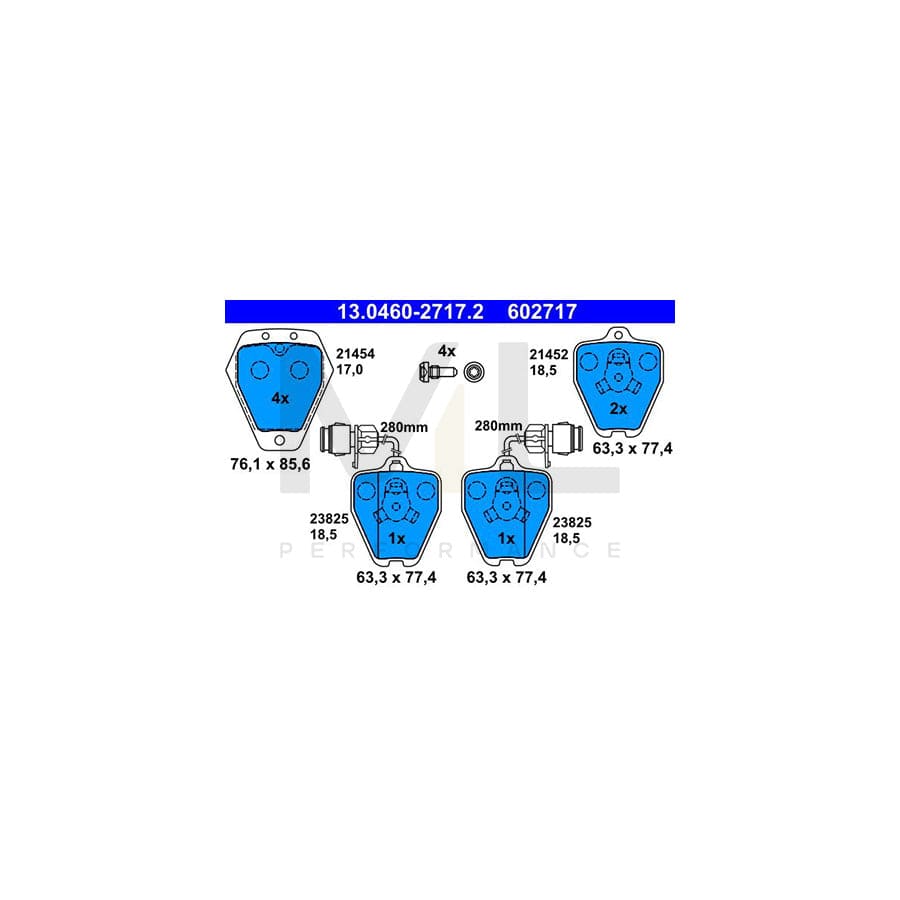 ATE 13.0460-2717.2 Brake pad set incl. wear warning contact, with brake caliper screws | ML Performance Car Parts