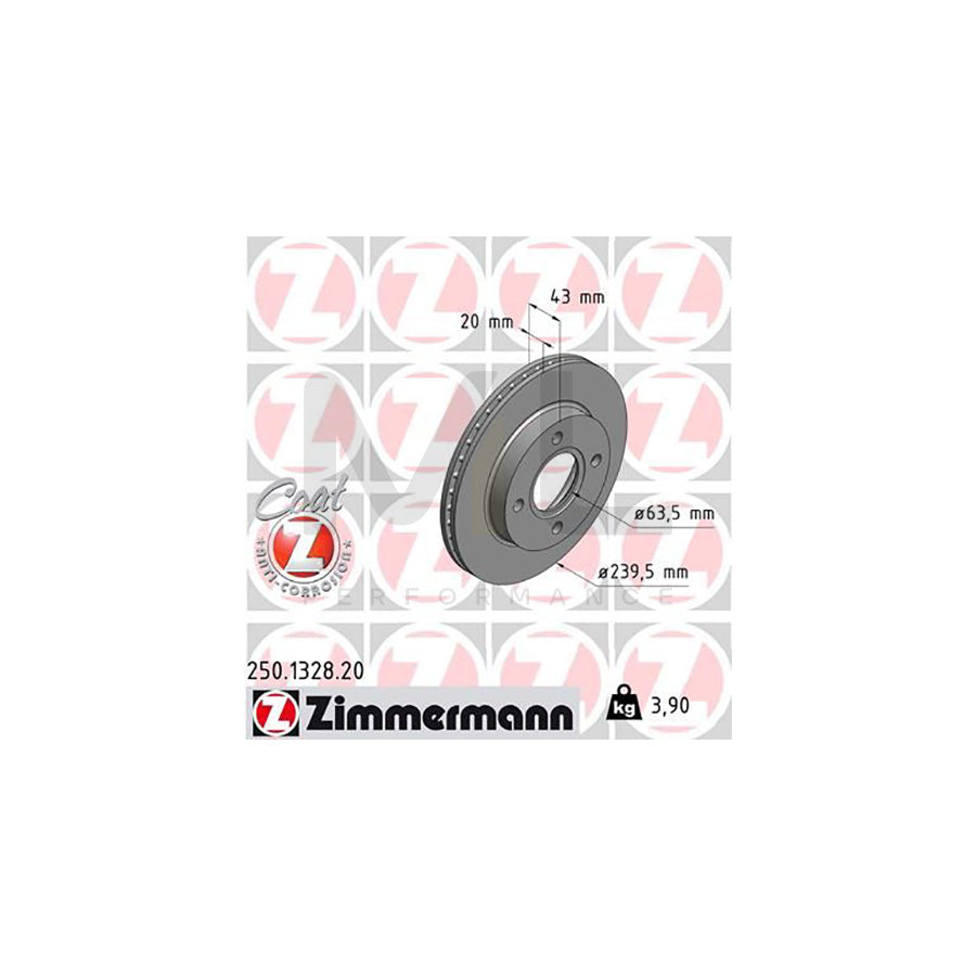 ZIMMERMANN COAT Z 250.1328.20 Brake Disc Internally Vented, Coated | ML Performance Car Parts