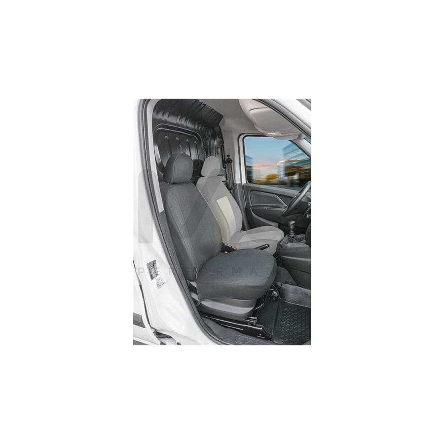 WALSER 10550 Car seat cover for FIAT DOBLO Grey, Polyester, Front | ML Performance Car Parts