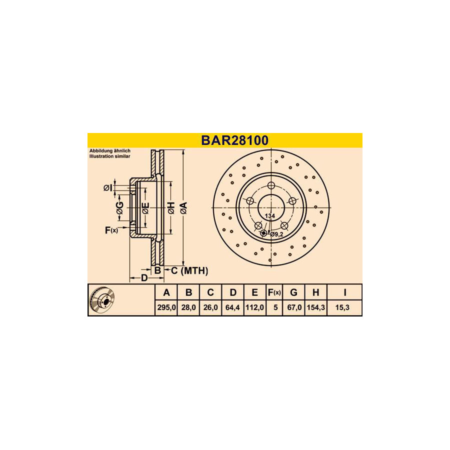 Barum BAR28100 Brake Disc Suitable For Mercedes-Benz C-Class