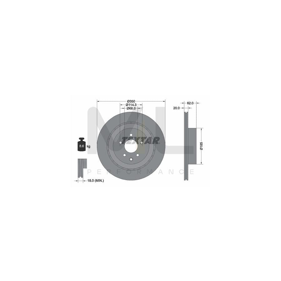 TEXTAR PRO 92270703 Brake Disc Externally Vented, Coated, without wheel hub, without wheel studs | ML Performance Car Parts