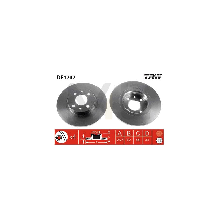 TRW DF1747 Brake Disc Solid, Painted, High-carbon | ML Performance Car Parts