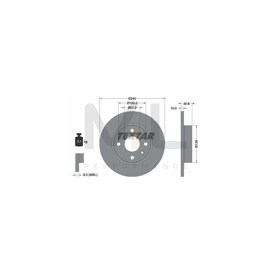 TEXTAR 92111000 Brake Disc Solid, without wheel hub, without wheel studs | ML Performance Car Parts