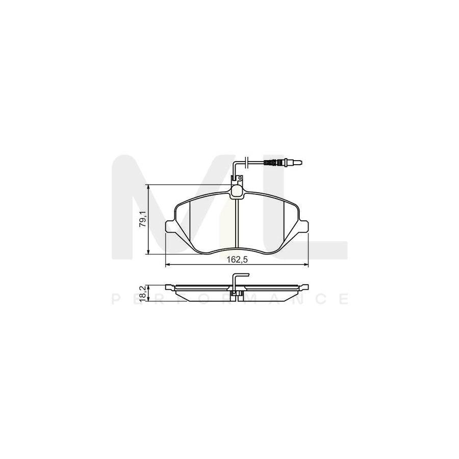 Bosch 0986494484 Brake Pad Set With Integrated Wear Sensor, With Anti-Squeak Plate BP1405 | ML Performance Car Parts