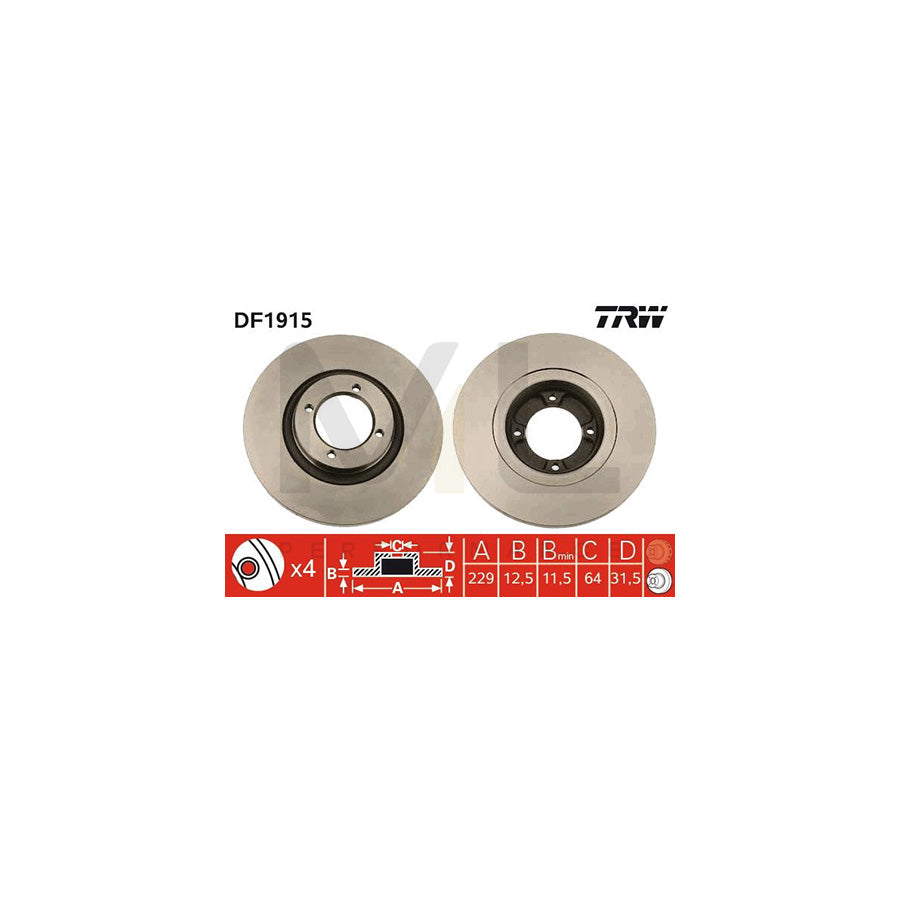 TRW DF1915 Brake Disc Solid | ML Performance Car Parts