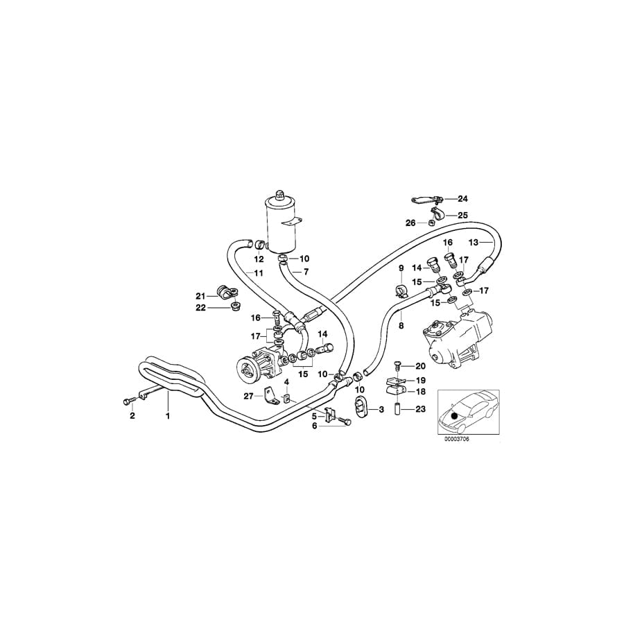 Genuine BMW 32411135956 E34 Pressure Hose Assy (Inc. 525tds, 525td & 524td) | ML Performance UK Car Parts