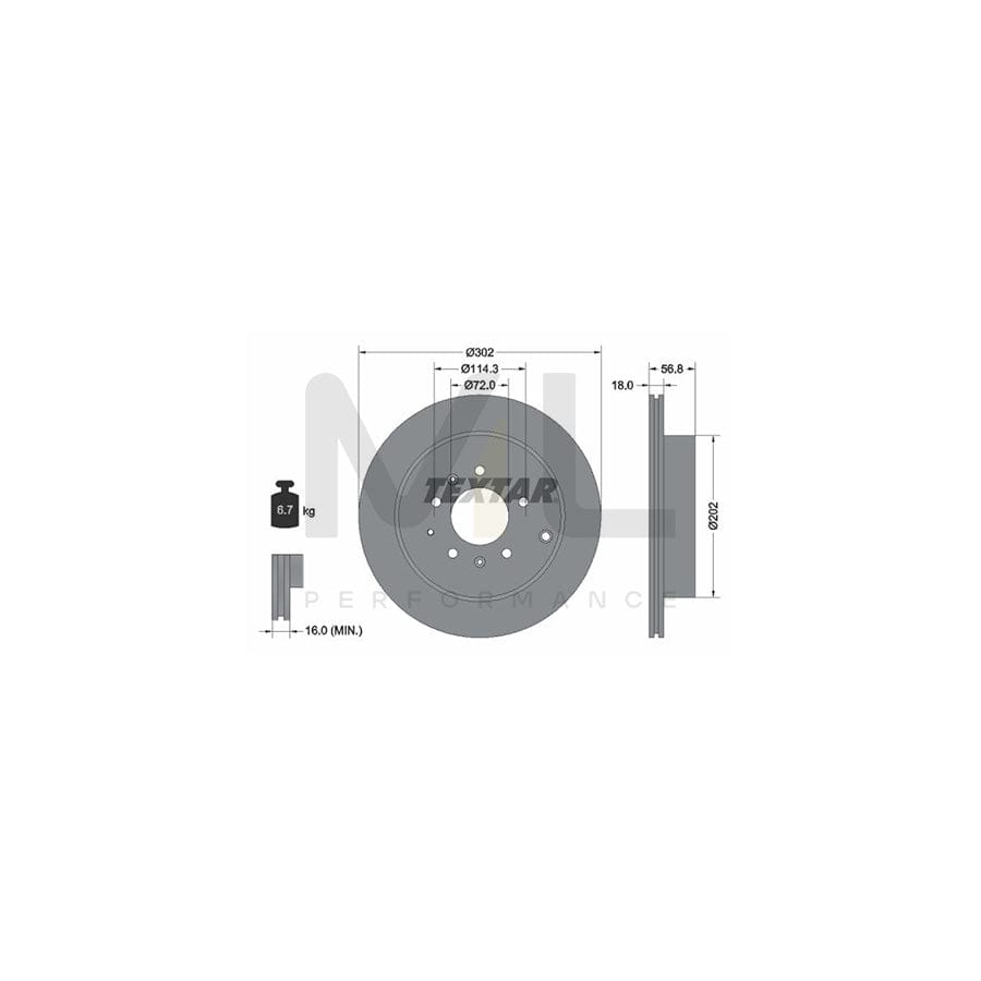 TEXTAR PRO 92180903 Brake Disc for MAZDA CX-7 (ER) Internally Vented, Coated, without wheel hub, without wheel studs | ML Performance Car Parts