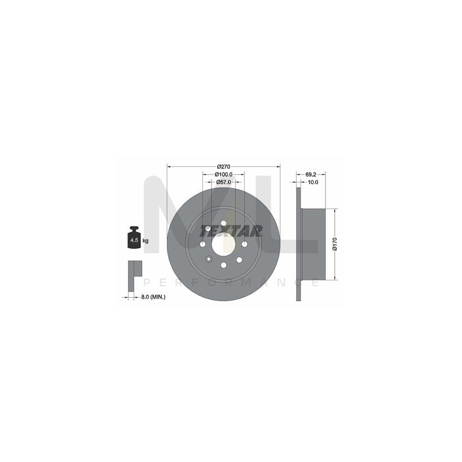 TEXTAR 92075500 Brake Disc Solid, without wheel hub, without wheel studs | ML Performance Car Parts