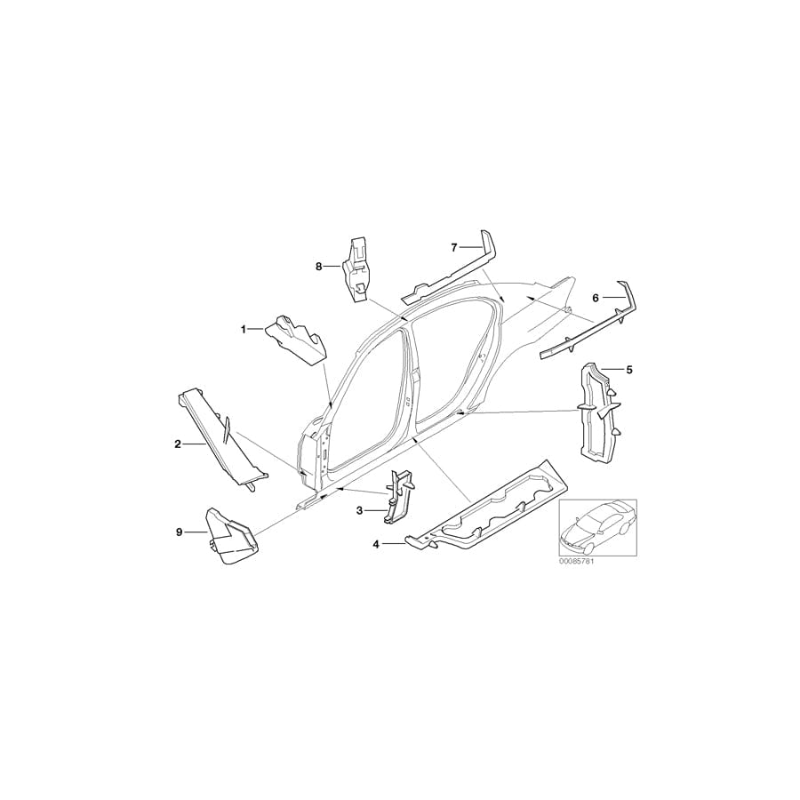 Genuine BMW 41217027404 E65 E66 Molded Part Column A Right (Inc. 730d, 730i & 750i) | ML Performance UK Car Parts