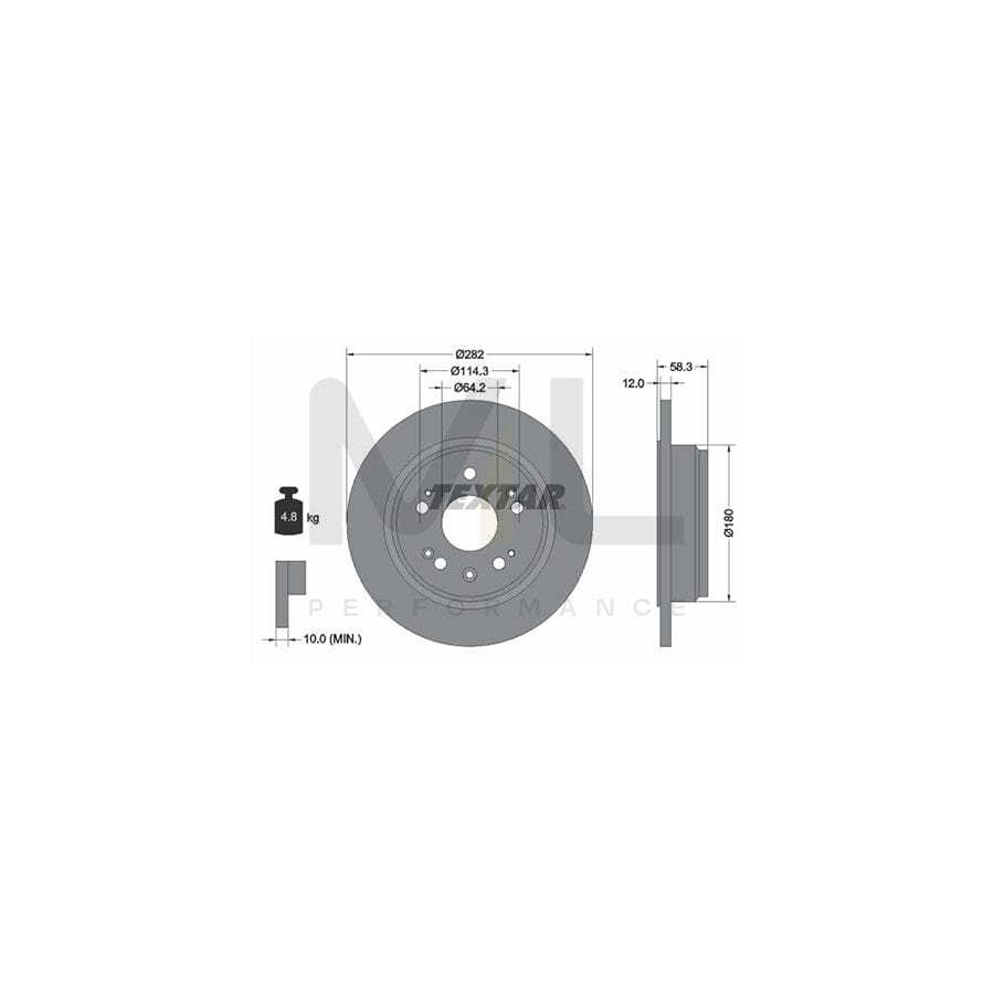 TEXTAR 92144500 Brake Disc Solid, without wheel hub, without wheel studs | ML Performance Car Parts