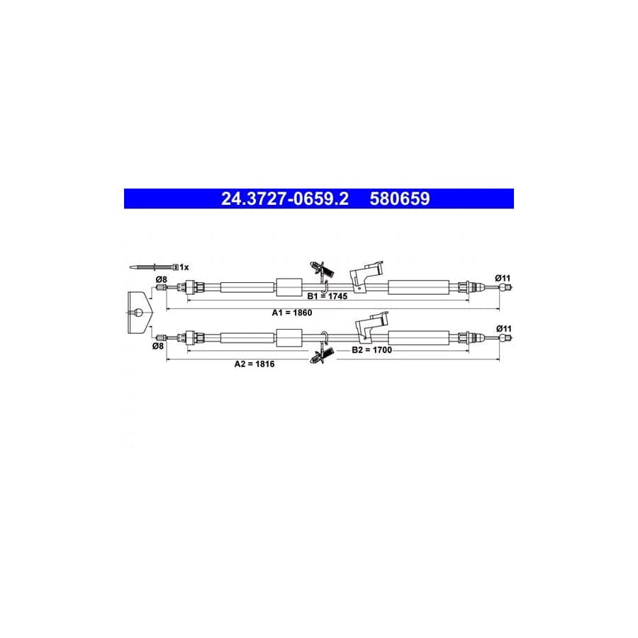 ATE 24.3727-0659.2 Hand Brake Cable