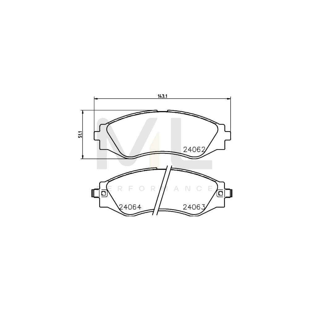 Hella 8DB 355 010-951 Brake Pad Set With Acoustic Wear Warning | ML Performance Car Parts