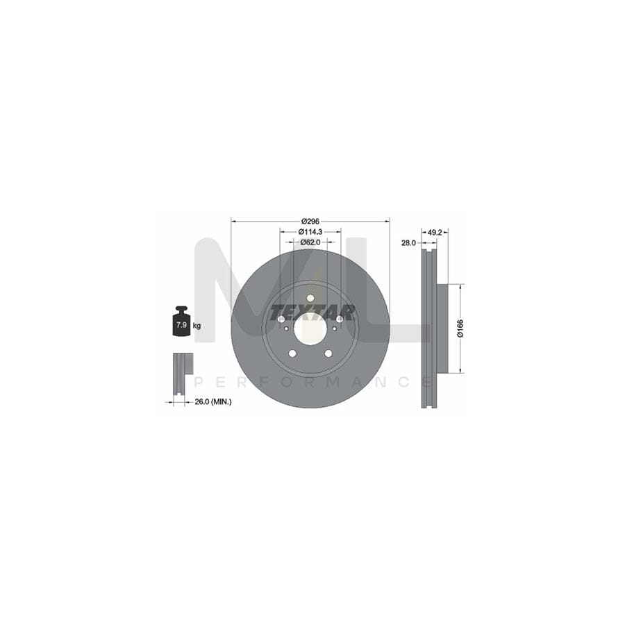 TEXTAR 92135800 Brake Disc Internally Vented, without wheel hub, without wheel studs | ML Performance Car Parts