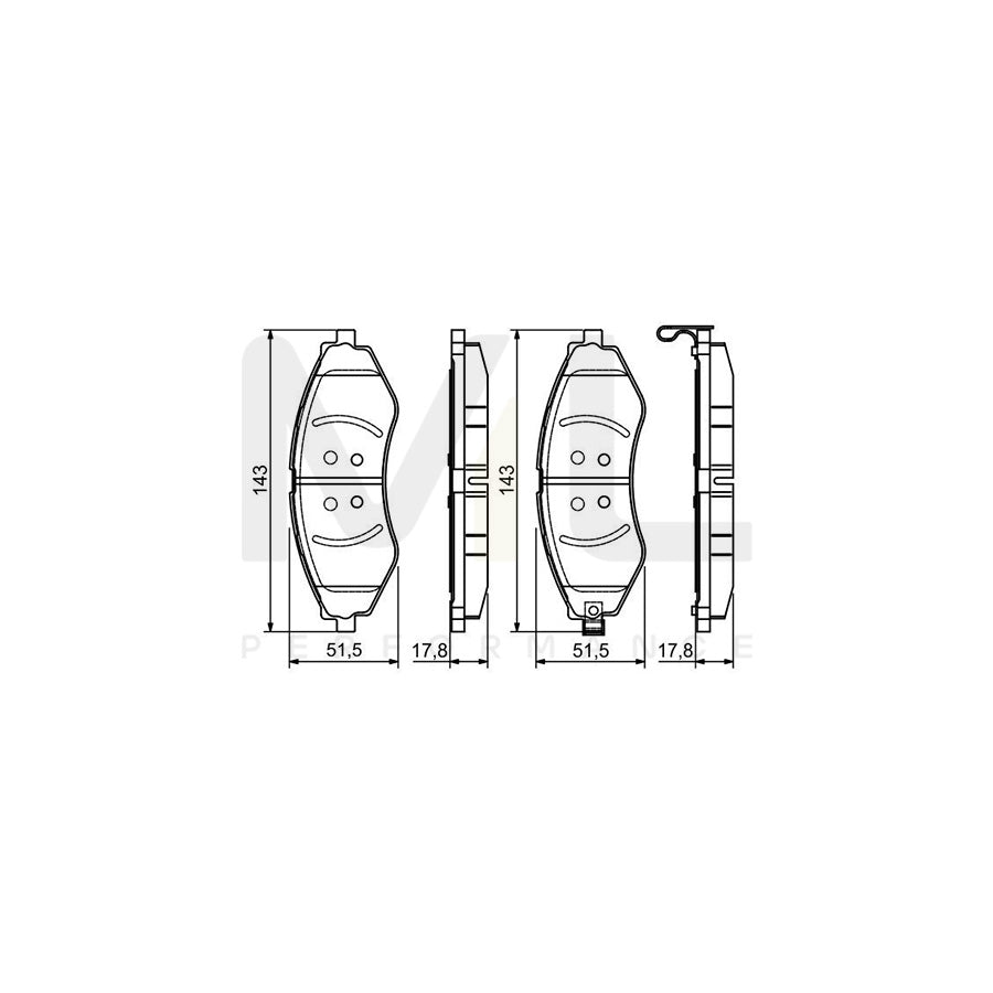 Bosch 0986495116 Brake Pad Set With Acoustic Wear Warning, With Mounting Manual BP1487 | ML Performance Car Parts