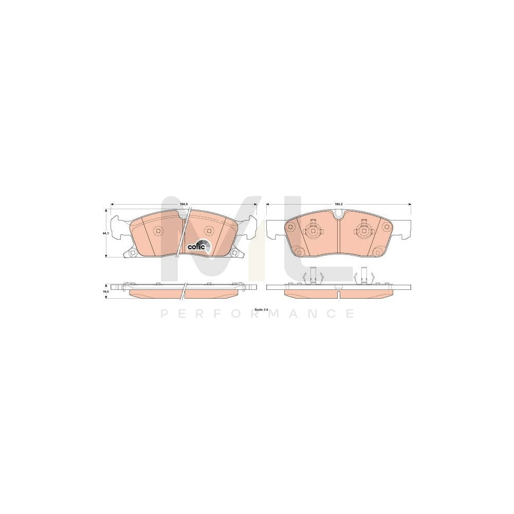 TRW Gdb4603 Brake Pad Set For Jeep Grand Cherokee Iv (Wk, Wk2) Cotec, With Acoustic Wear Warning | ML Performance Car Parts