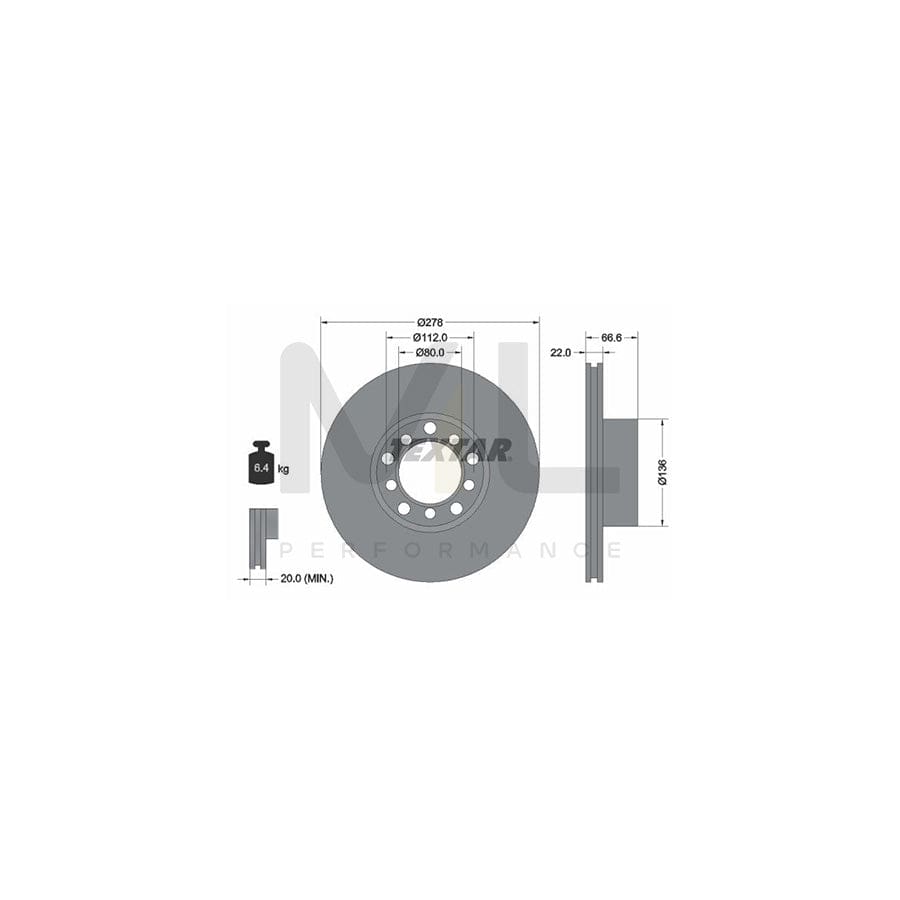 TEXTAR 92009800 Brake Disc Internally Vented, without wheel hub, without wheel studs | ML Performance Car Parts