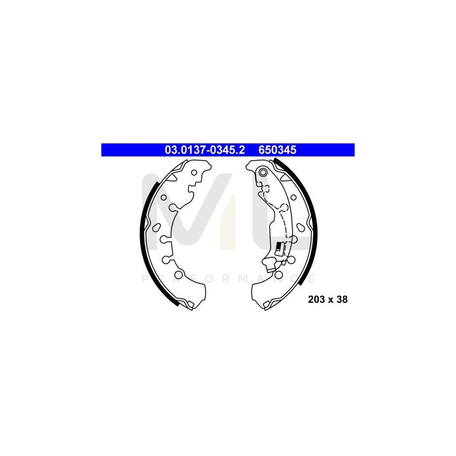 ATE 03.0137-0345.2 Brake Shoe Set with lever | ML Performance Car Parts