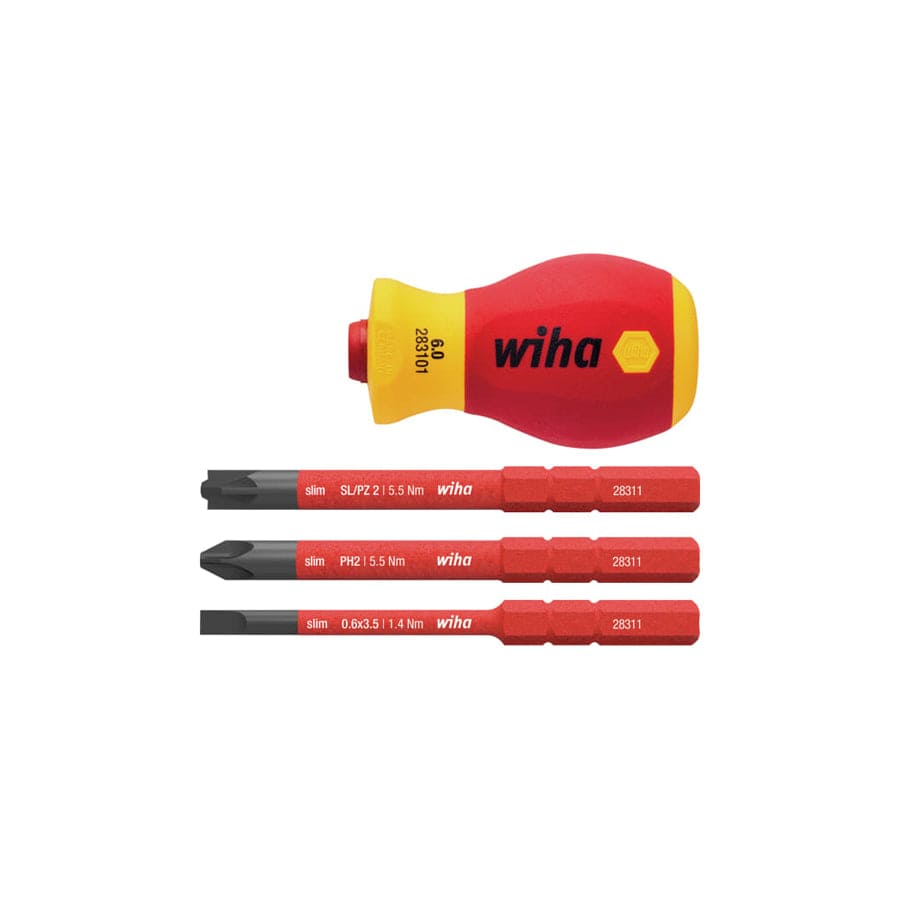 Wiha WHA41230 SoftFinish® electric slimVario Stubby Screwdriver Set, 4 Piece | ML Performance UK