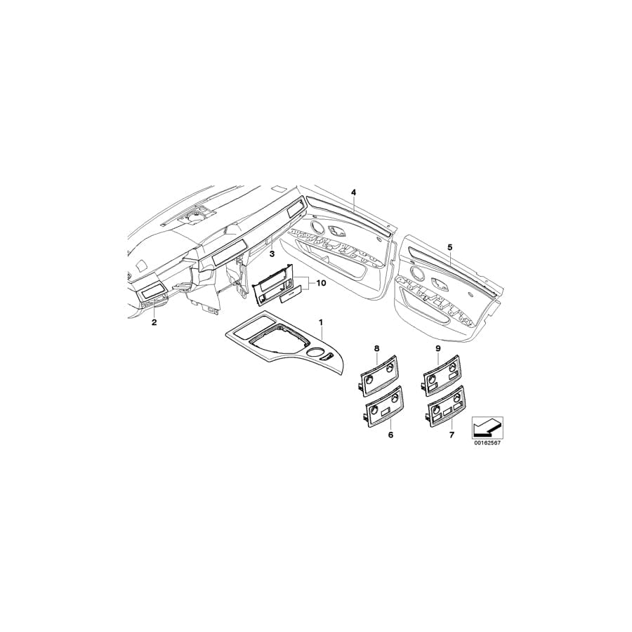 Genuine BMW 51417967174 E61 E60 Wooden Strip, Door Front Right NUßBAUM AMARONE (Inc. 525i, 523i & 528xi) | ML Performance UK Car Parts