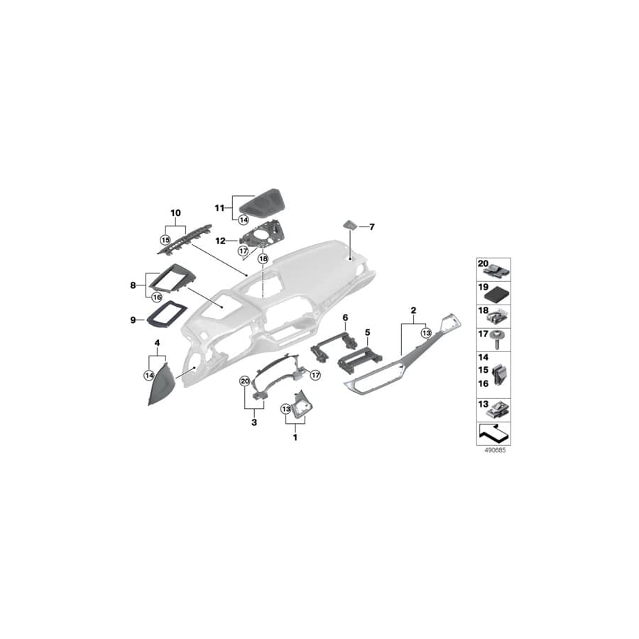 Genuine BMW 51456806855 G20 G21 Trim Instr.Pan.Quartz Silv.Mat.Fr.Pass. (Inc. 330i, 320i 1.6 & 330d) | ML Performance UK Car Parts