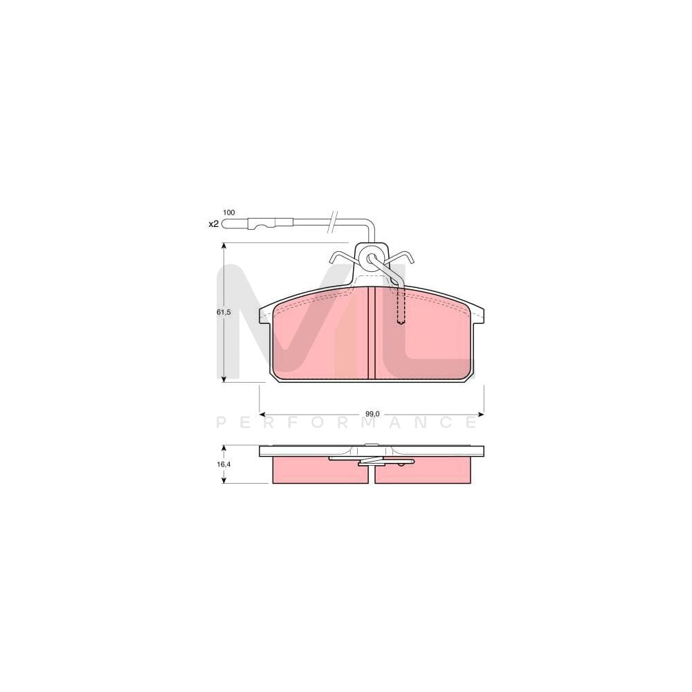 TRW Gdb422 Brake Pad Set Incl. Wear Warning Contact, With Brake Caliper Screws, With Accessories | ML Performance Car Parts