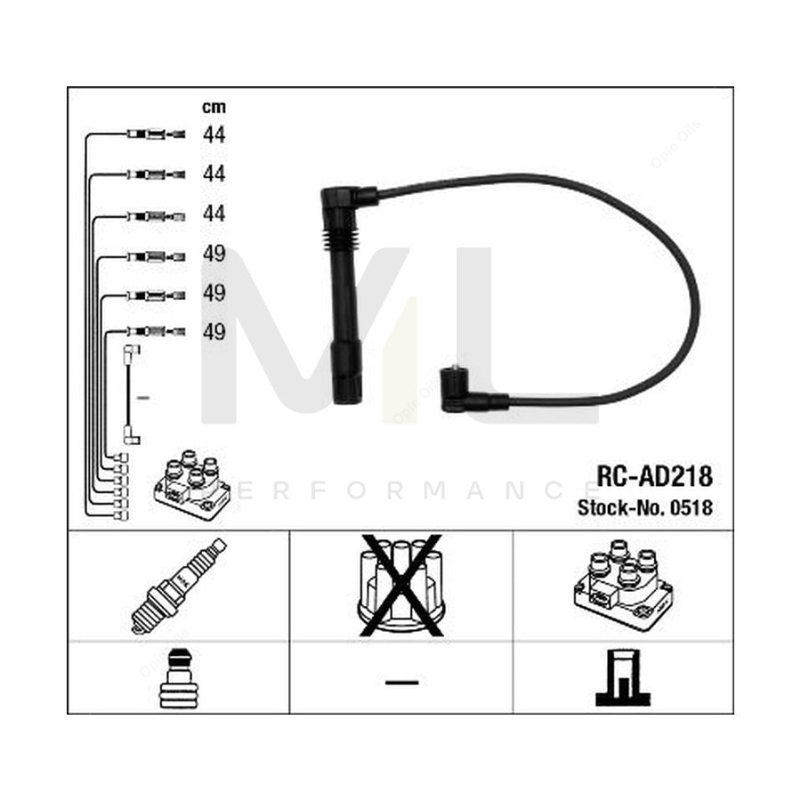 NGK Ignition Cable Kit RC-AD218 (NGK0518) | ML Car Parts UK | ML Performance