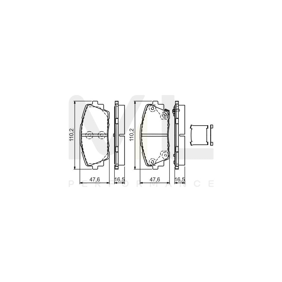 Bosch 0986Tb3187 Brake Pad Set For Kia Picanto Ii (Ta) With Acoustic Wear Warning, With Integrated Wear Warning Contact  | ML Performance Car Parts