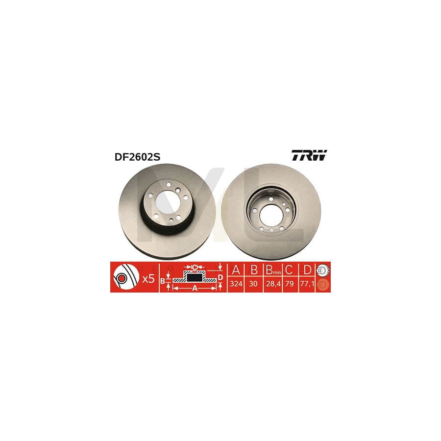 TRW DF2602S Brake Disc Vented, Painted | ML Performance Car Parts