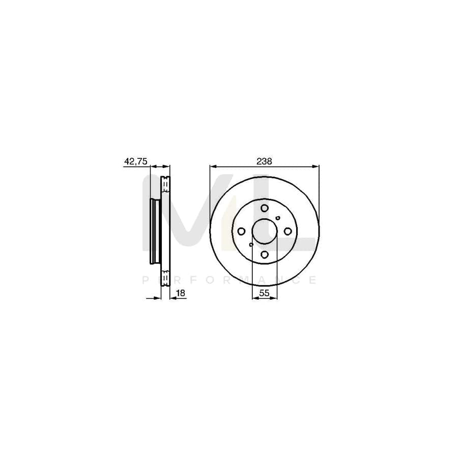 BOSCH 0 986 478 438 Brake Disc Internally Vented, Vented, Oiled | ML Performance Car Parts