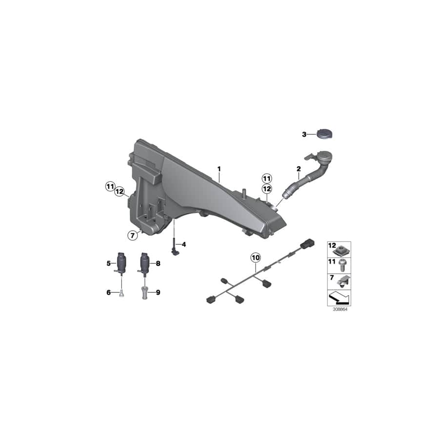 Genuine BMW 61129184810 E71 E72 Wiring Set, Wash Water Container (Inc. X6) | ML Performance UK Car Parts