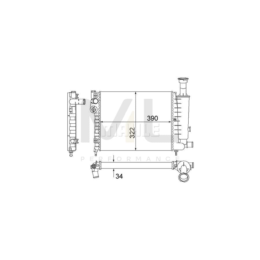 MAHLE ORIGINAL CR 491 000S Engine radiator for CITRO��N AX with screw, Mechanically jointed cooling fins | ML Performance Car Parts