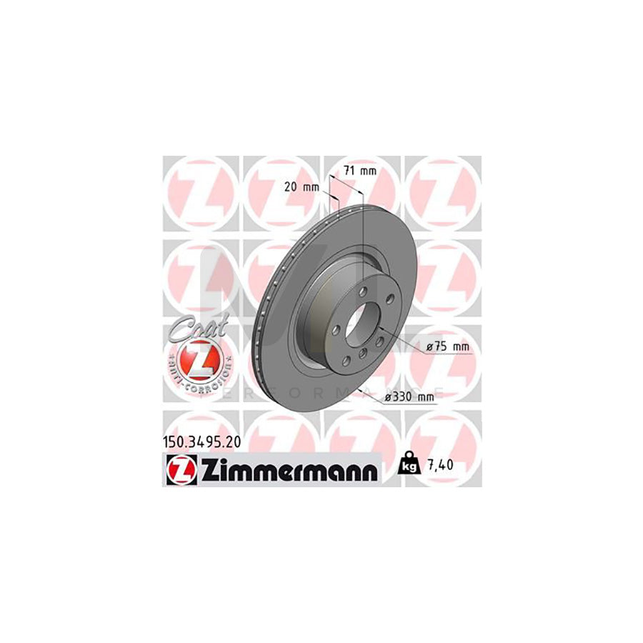 ZIMMERMANN COAT Z 150.3495.20 Brake Disc Internally Vented, Coated, High-carbon | ML Performance Car Parts