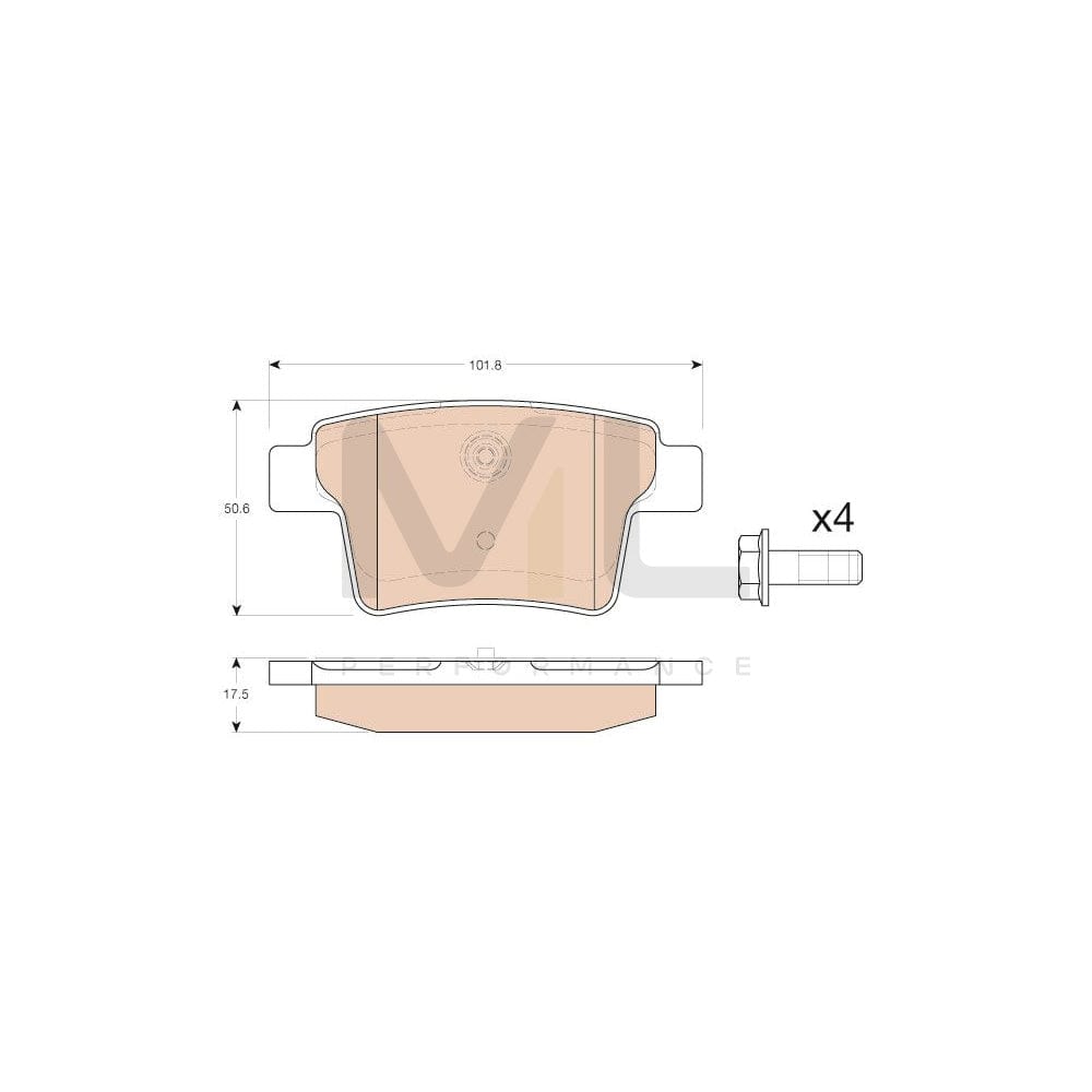 TRW Gdb1988 Brake Pad Set Not Prepared For Wear Indicator, With Brake Caliper Screws, With Accessories | ML Performance Car Parts