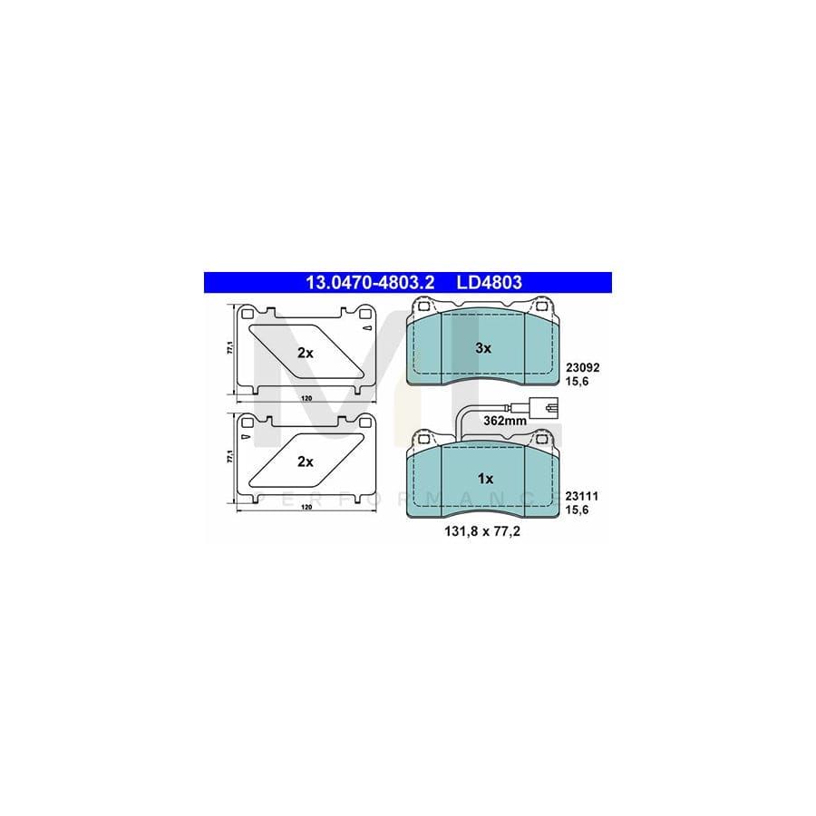 ATE Ceramic 13.0470-4803.2 Brake pad set for ALFA ROMEO 156 Sportwagon (932) incl. wear warning contact, with accessories | ML Performance Car Parts