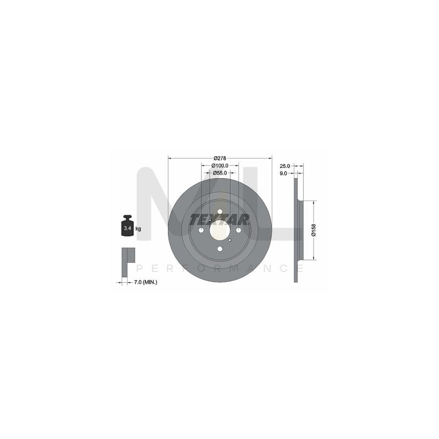 TEXTAR 92161900 Brake Disc for TOYOTA Yaris III Hatchback (XP13) Solid, without wheel hub, without wheel studs | ML Performance Car Parts