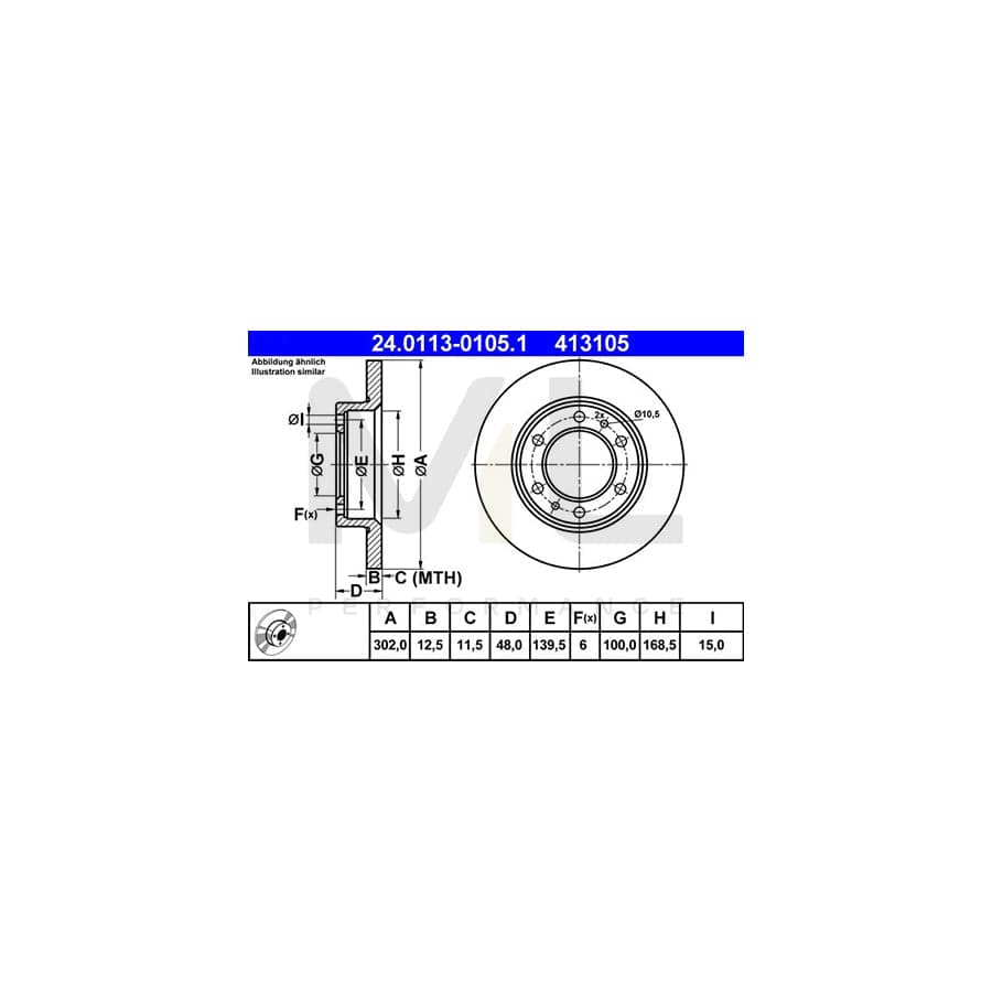 ATE 24.0113-0105.1 Brake Disc Solid | ML Performance Car Parts