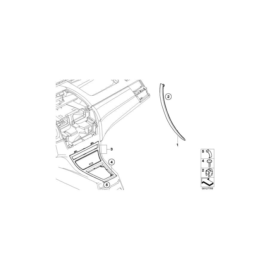 Genuine BMW 51453401825 E83 Instrument Carrier, I-Panel Bottom Alum. WOLKENSCHLIFF (Inc. X3) | ML Performance UK Car Parts