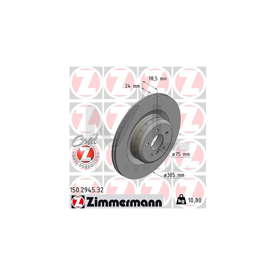 ZIMMERMANN FORMULA F COAT Z 150.2945.32 Brake Disc Internally Vented, Two-piece brake disc, Coated, High-carbon | ML Performance Car Parts