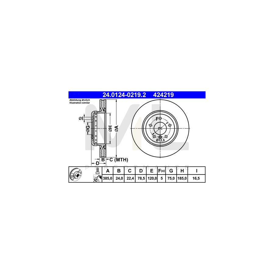 ATE 24.0124-0219.2 Brake Disc for BMW X6 (E71, E72) Two-piece brake disc, Vented, Coated, High-carbon, with bolts/screws | ML Performance Car Parts