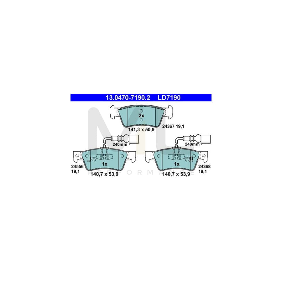 ATE Ceramic 13.0470-7190.2 Brake pad set for VW Touareg I (7LA, 7L6, 7L7) incl. wear warning contact | ML Performance Car Parts